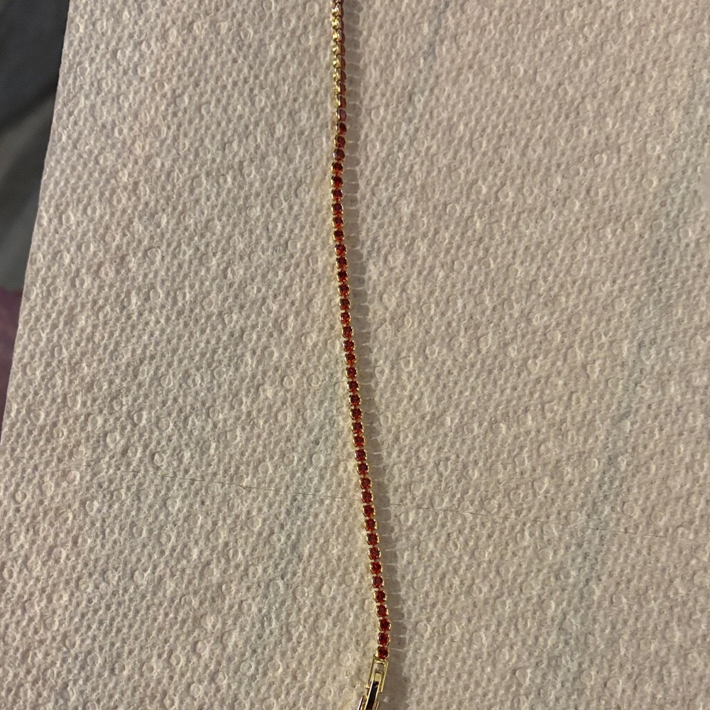 Elegant Gold and Red Women's Bracelet/8”